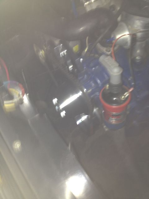 1972 Ford Ranchero - Close-up view of an engine bay, showing mechanical components and wiring.