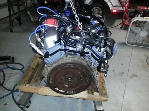 1994 Ford Bronco - Engine assembly on a pallet, ready for installation or transport.