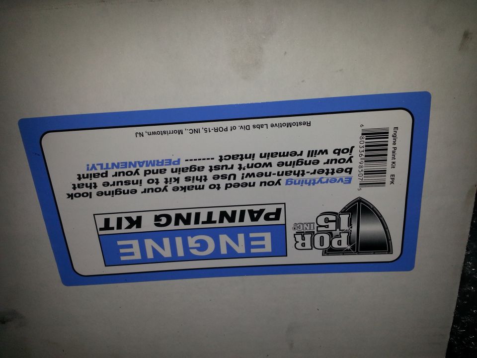 POR-15 Engine Painting Kit packaging with instructions and barcode