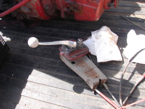 1973 Ford Ranchero - Close-up of a Morse shifter assembly, likely from a vehicle or boat, with visible cables.