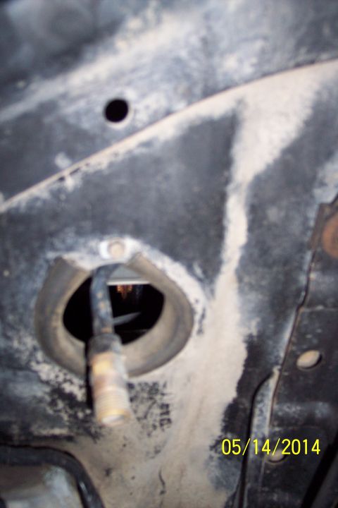 1978 Ford Bronco - Undercarriage view of a vehicle part with a hose and a date stamp of 05/14/2014.