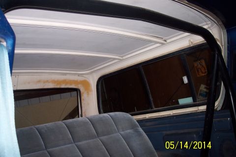 1978 Ford Bronco - Interior view of a vehicle, showing a roll cage and upholstered rear seat. Date stamp indicates 05/14/2014.