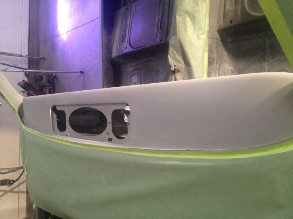 1965 Mustang prepping primer for paint