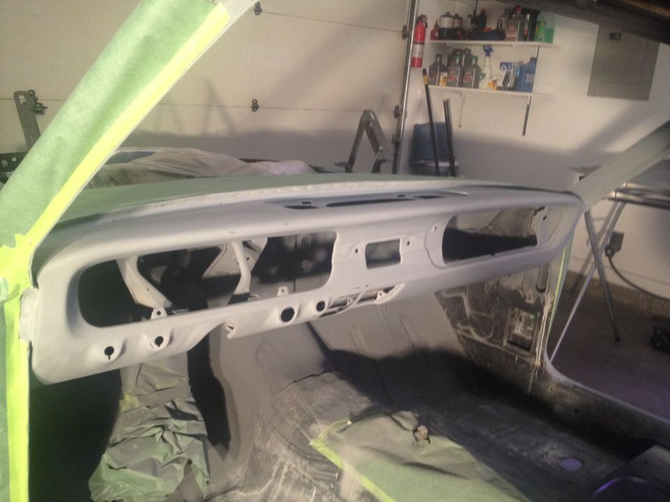 1965 Mustang prepping primer for paint