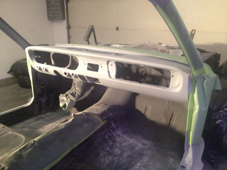 1965 Mustang prepping primer for paint