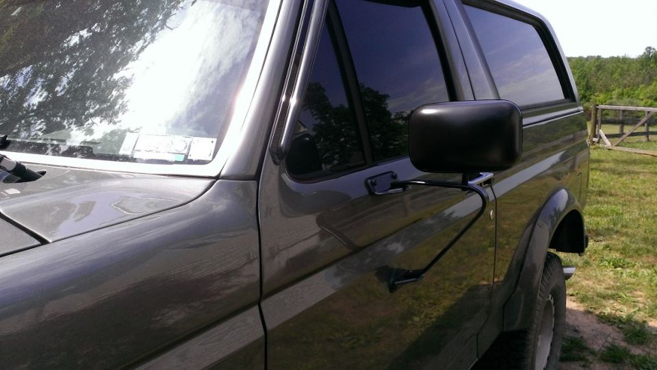 Repainted mirrors back on the rig