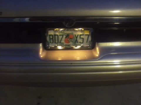 1997 Mercury Grand Marquis - The rear of a 1997 Mercury Grand Marquis displays its license plate.