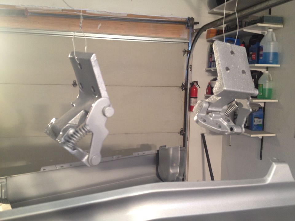 1965 Mustang door hinges painted chop top silver metallic