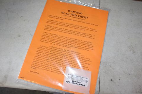 2003 Ford Crown Victoria - Kenne Bell supercharger warning sheet with octane, fuel-level and detonation instructions and cautions.