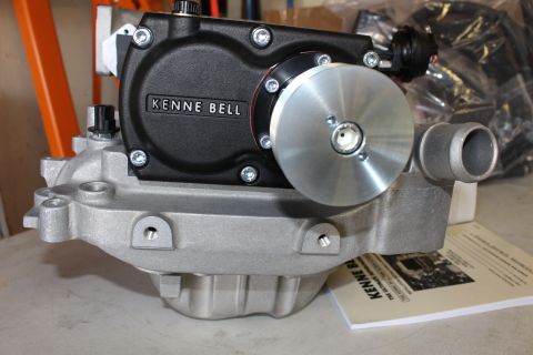 2003 Ford Crown Victoria - Kenne Bell supercharger with its smooth idler pulley and inlet tube mounted on a cast aluminum intake manifold.