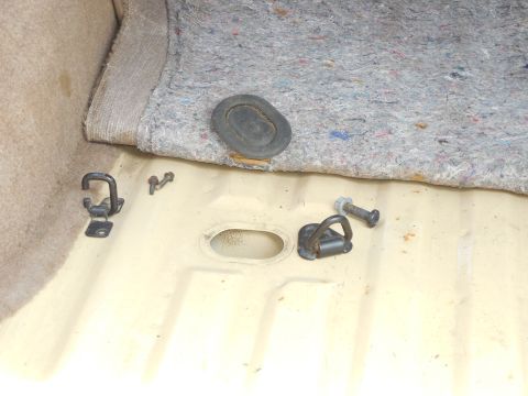 1983 Ford Bronco - I've decided to put 4 Explorer tiedowns around the cargo floor, and 2 Suburban tiedowns in the middle floor box beam. Each will have a plat…