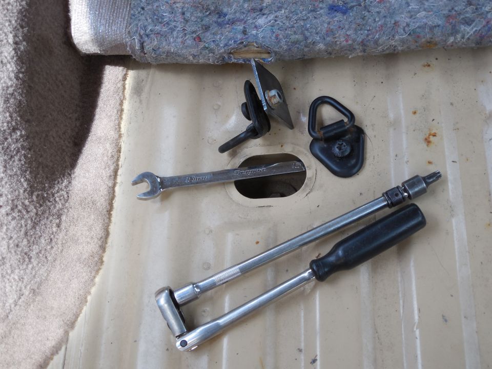 These should be substantially stronger, but I don't plan to haul much heavy stuff back here anyway.  I positioned them so one edge is roughly in-line with the edge of the floor rib.