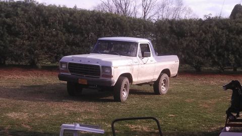 1979 Ford Bronco - 1979 Ford Bronco in a grassy yard with a hedge behind it.