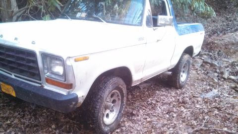 1979 Ford Bronco - This 1979 Ford Bronco is seen off-road, its white body contrasting with a blue top.