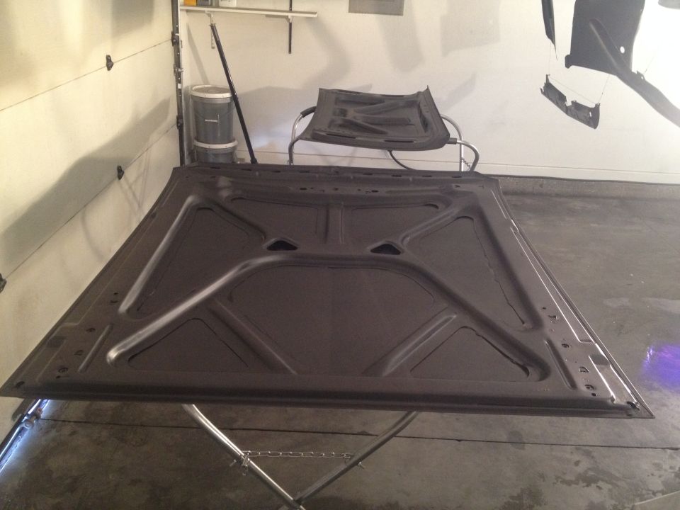 1965 Mustang hood epoxied