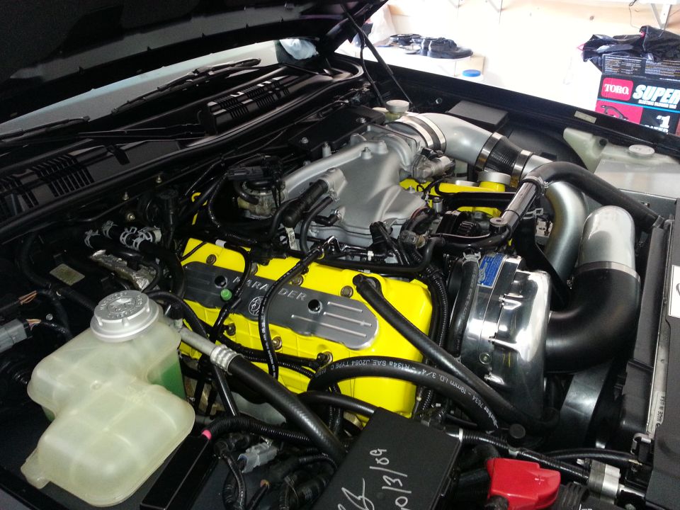 Changes: Blow-thur MAF, 60lb injectors, extra belt tensioner, Colex Custom coil covers
