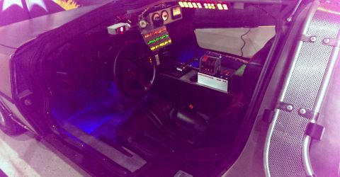 2000 Mercury Grand Marquis - The interior of a car modified to resemble the DeLorean time machine from Back to the Future, complete with a flux capacitor and various co…