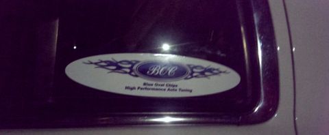 2000 Mercury Grand Marquis - Sticker on car door reads "BCC Blue Oval Chips High Performance Auto Tuning".