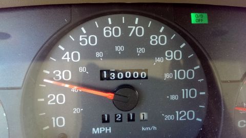 2000 Mercury Grand Marquis - The odometer displays 130,000 miles on the vehicle's dashboard.