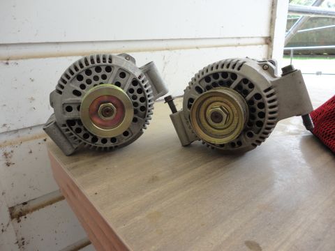 1995 Ford F-150 - 130 amp 3G from 1996 Ford Econoline Van (left) vs. stock 95 amp 3G (right)