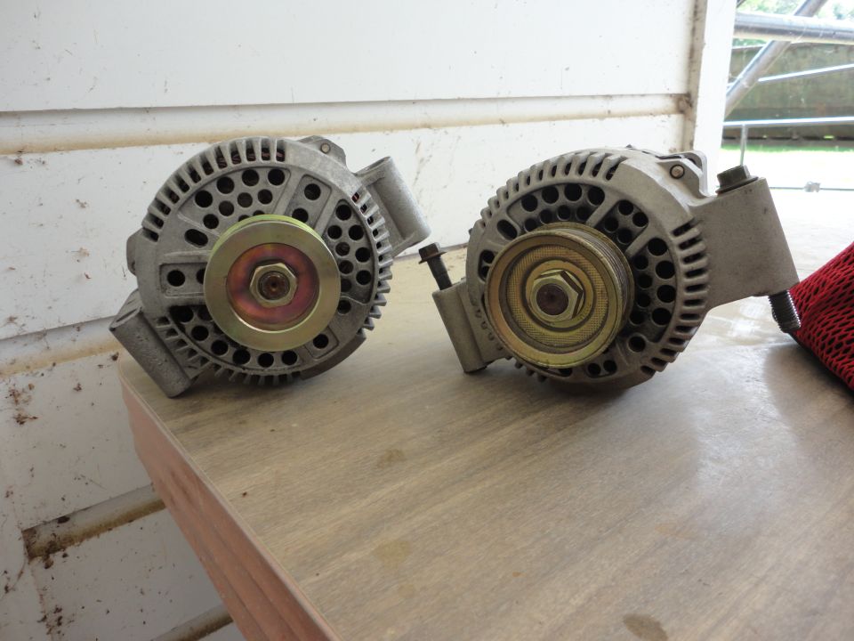 130 amp 3G from 1996 Ford Econoline Van (left) vs. stock 95 amp 3G (right)