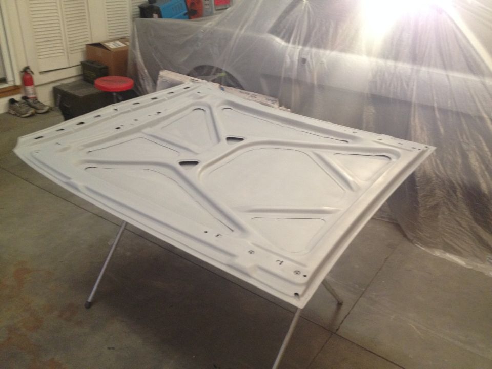 1965 Mustang backside of hood urethane primer