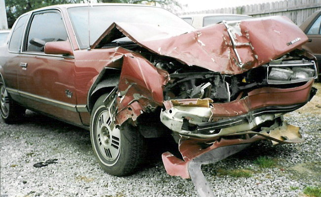 This is the car that hit me, but most of his damage came from the telephone pole he hit just AFTER spinning me around.