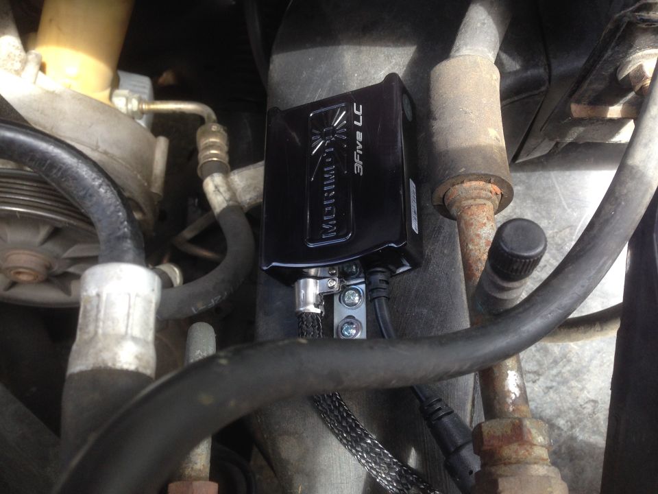 Morimoto 3Five LC ballast mounted in engine bay