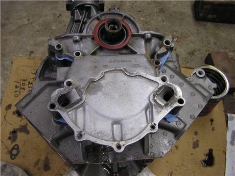 1993 Ford Bronco - Close-up of a Ford engine block, likely during a repair or rebuild process.