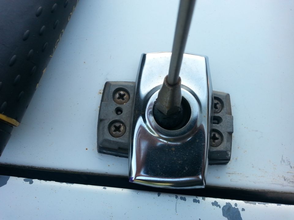 then pop the cover off the antenna mount and remove the 4 screws, pull the antenna up and unplug the cable. It may take a bit of effort.