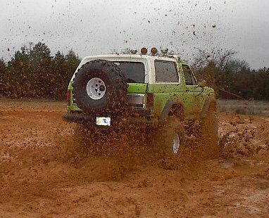 1986 Ford Bronco - Found a big clay field and did some donuts.