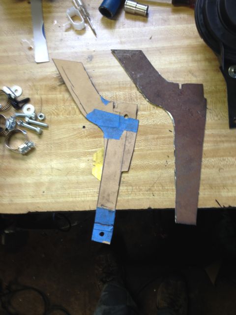1981 Ford LTD - Steel rough cut for the lower bracket. I ended up having to trim this down quite a bit. The angle section hit the air filter and the long s…