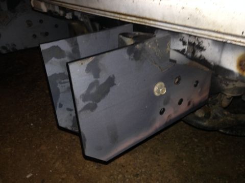 1990 Mitsubishi Montero - Custom rear bumper brackets fabricated from steel, attached to a vehicle's frame.