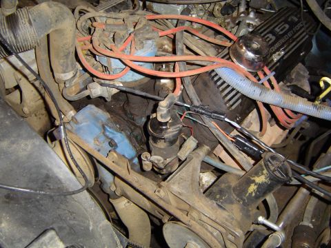 1989 Ford Bronco - Close-up view of the engine bay in a 1989 Ford Bronco, highlighting the 351 engine components and wiring.