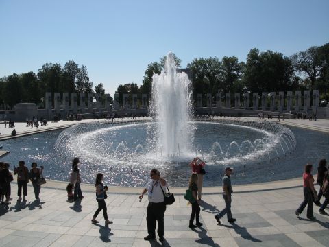 1971 Ford Ranchero - A sunny day at the World War II Memorial with a large fountain active.