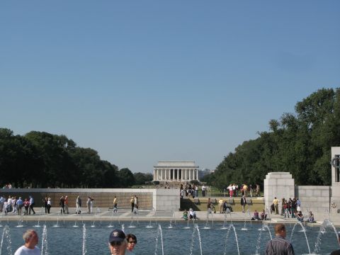 1971 Ford Ranchero - A wide view of the Lincoln Memorial and Reflecting Pool, with tourists enjoying the sunny weather.