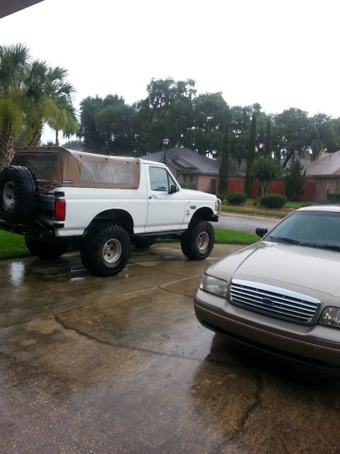 1992 Ford Bronco - got a pretty decent down pour. I'd say 30 to 45 minutes of heavy rain.