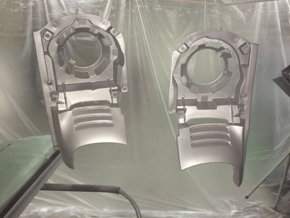 1965 Mustang headlight buckets chop top silver