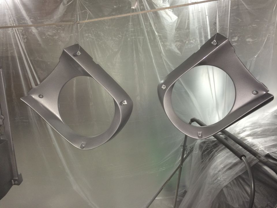 1965 Mustang headlight covers chop top silver