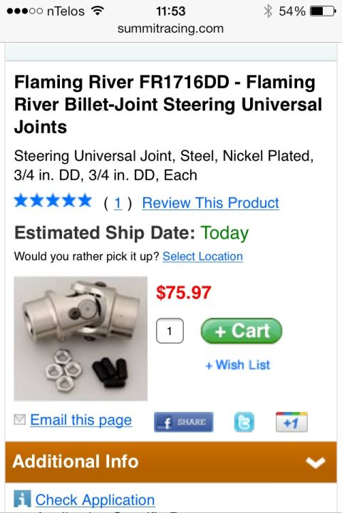 1988 Ford Bronco - Close-up of a Flaming River FR1716DD steering universal joint, steel, nickel plated, 3/4 in. DD.