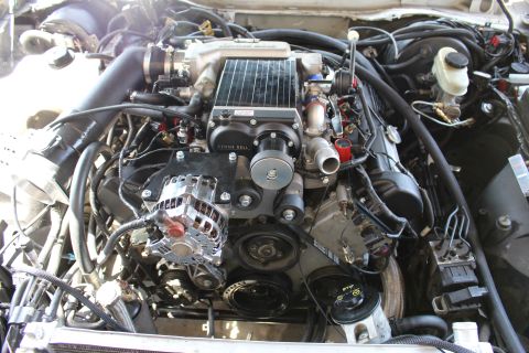 2003 Ford Crown Victoria - supercharged engine fitted with a Kenne Bell blower, polished alternator, drive pulleys and brake master cylinder.