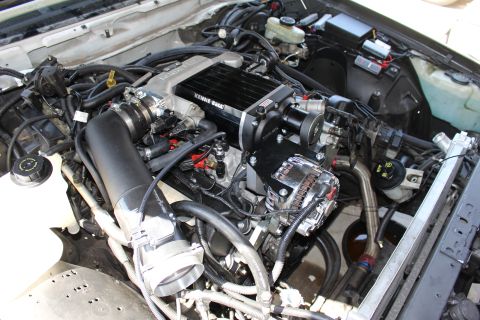 2003 Ford Crown Victoria - Kenne Bell supercharger with chrome alternator, metal throttle body and brake master cylinder in the engine bay.