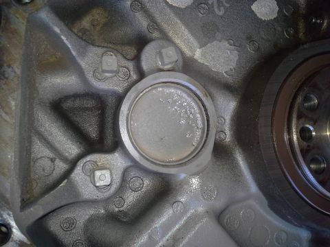 1991 Ford F-250 - This is a close-up view of a component of an engine block.