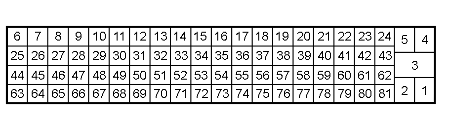 ECU connector pinout diagram with numbered pin positions