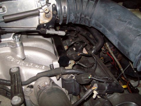 2004 Ford Crown Victoria - Close-up view of engine components including the intake manifold and throttle body.