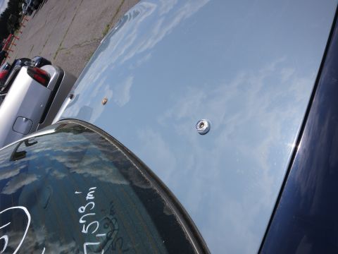 1991 Ford LTD Crown Victoria - Close-up of a car's trunk, showing two antenna mounts and reflections of the sky.