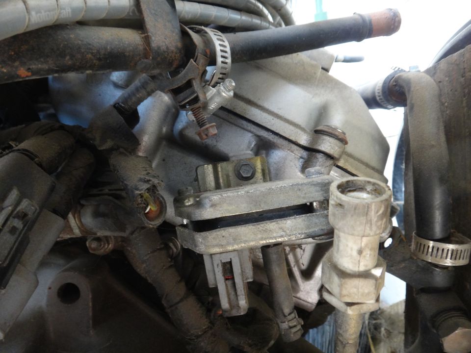 Engine components with hoses and wiring