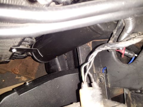 1976 Ford Ranchero - This image shows a section of air conditioning ductwork and associated wiring, not a specific vehicle model year.