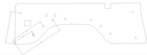 1994 Ford Bronco - Engineering line drawing of a panel showing its contour, hole locations and cutouts.