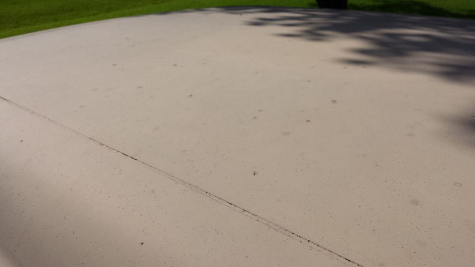 Beige car roof with dirt specks and a seam line